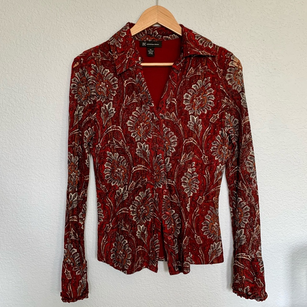 INC Women’s Retro Button Down Blouse